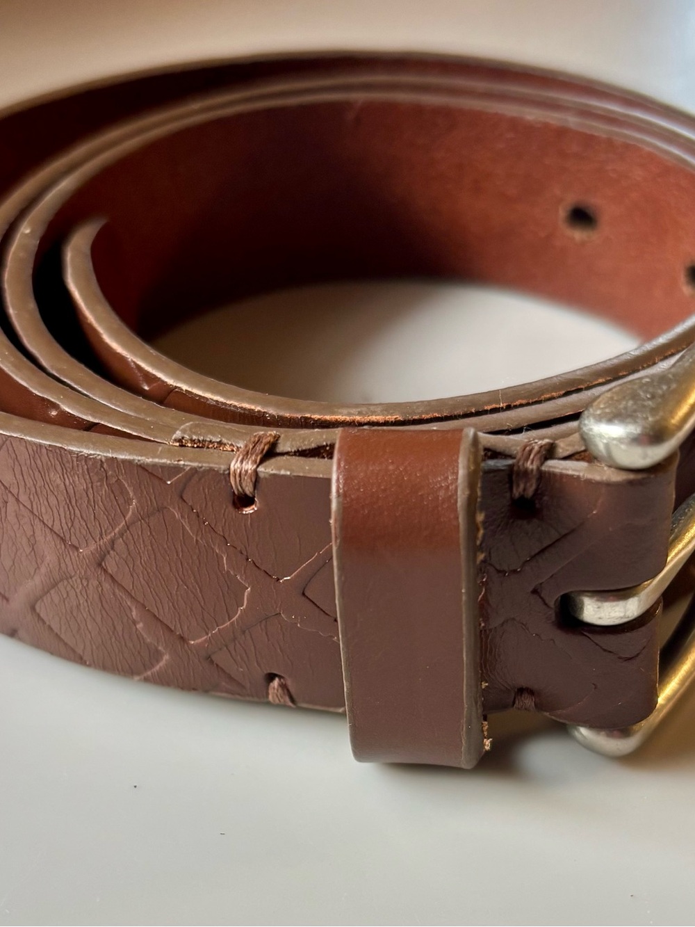 Fossil Starry Embossed Belt Brown Leather Large